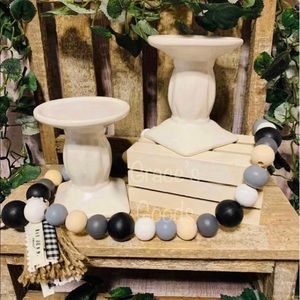 2 Farmhouse White Ceramic Risers/Pedestals
